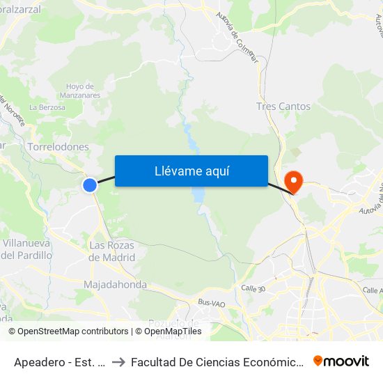 Apeadero - Est. Las Matas to Facultad De Ciencias Económicas Y Empresariales map