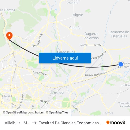 Villalbilla - Mercado to Facultad De Ciencias Económicas Y Empresariales map