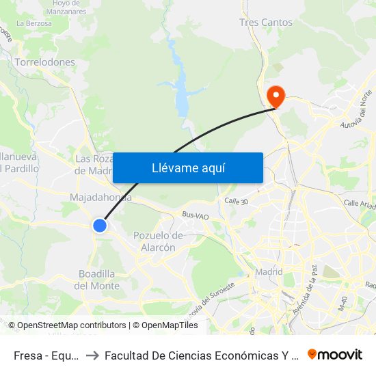 Fresa - Equinocio to Facultad De Ciencias Económicas Y Empresariales map