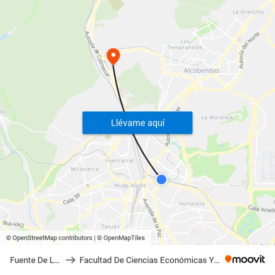 Fuente De La Mora to Facultad De Ciencias Económicas Y Empresariales map