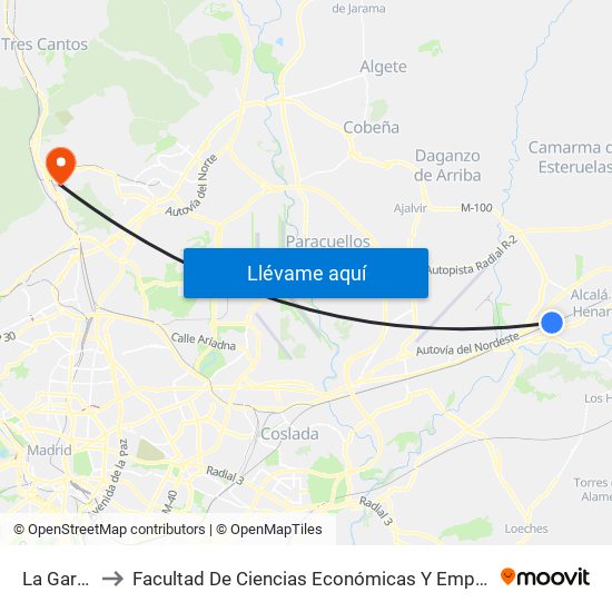 La Garena to Facultad De Ciencias Económicas Y Empresariales map