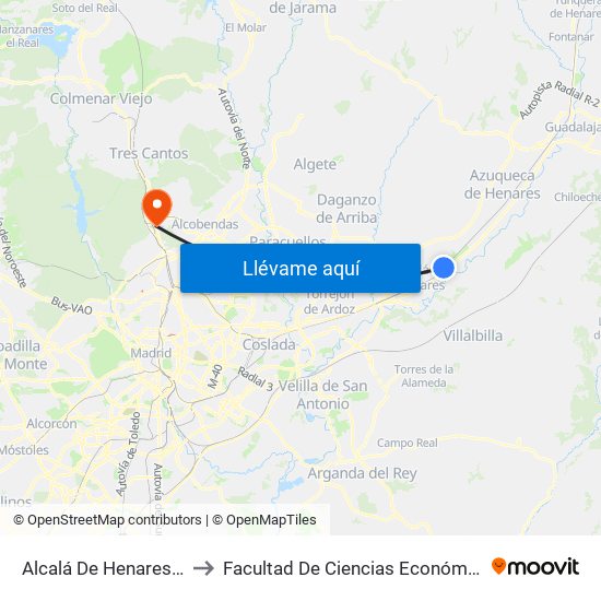 Alcalá De Henares - Universidad to Facultad De Ciencias Económicas Y Empresariales map