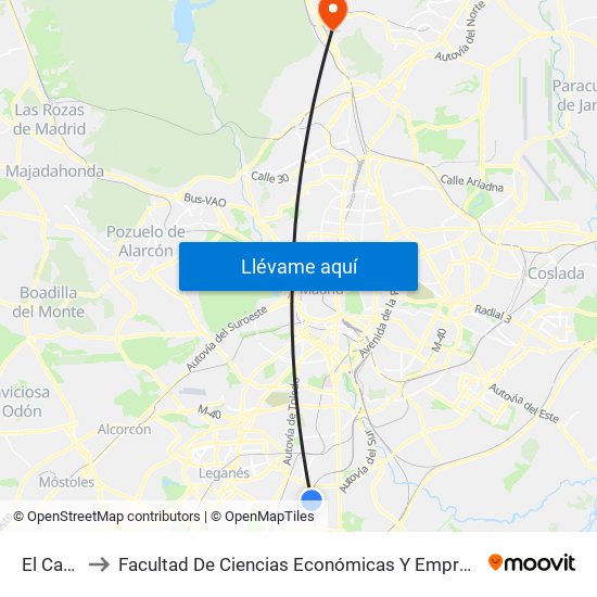 El Casar to Facultad De Ciencias Económicas Y Empresariales map