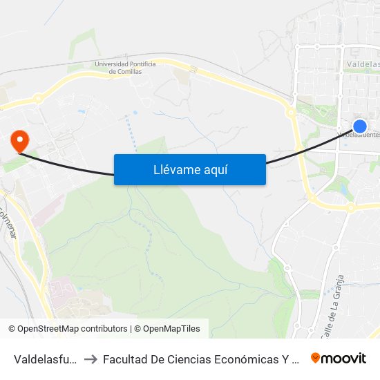 Valdelasfuentes to Facultad De Ciencias Económicas Y Empresariales map