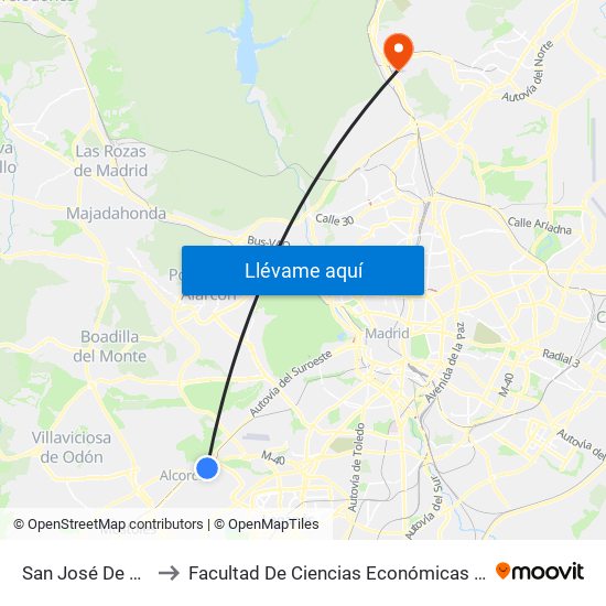 San José De Valderas to Facultad De Ciencias Económicas Y Empresariales map