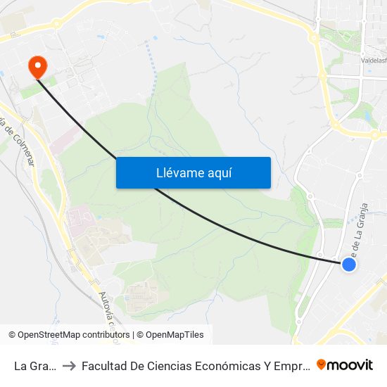 La Granja to Facultad De Ciencias Económicas Y Empresariales map