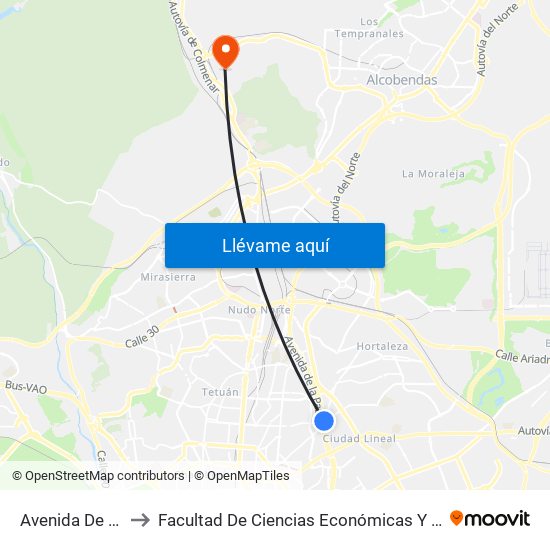 Avenida De La Paz to Facultad De Ciencias Económicas Y Empresariales map