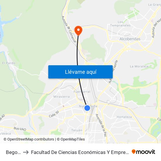 Begoña to Facultad De Ciencias Económicas Y Empresariales map