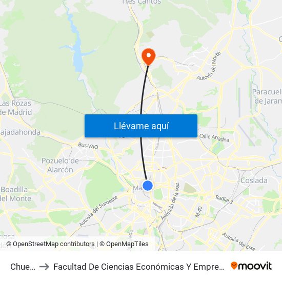 Chueca to Facultad De Ciencias Económicas Y Empresariales map
