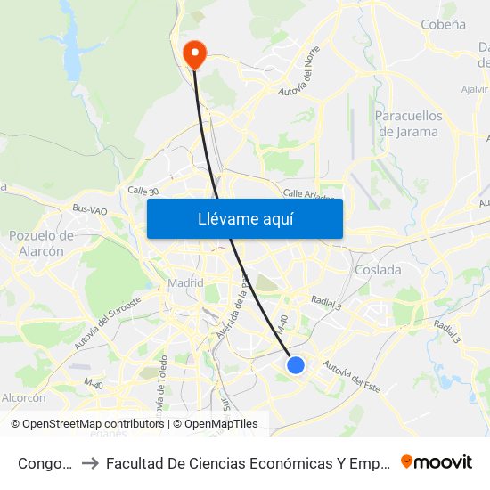 Congosto to Facultad De Ciencias Económicas Y Empresariales map