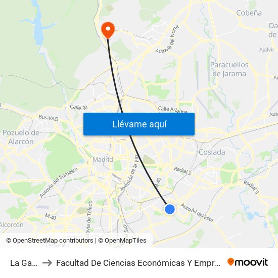 La Gavia to Facultad De Ciencias Económicas Y Empresariales map