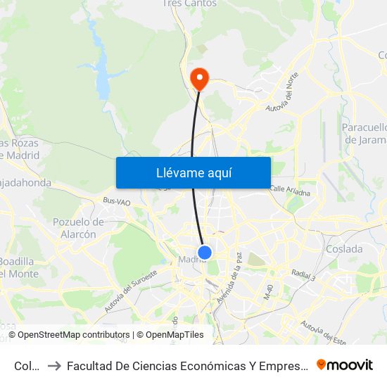 Colón to Facultad De Ciencias Económicas Y Empresariales map