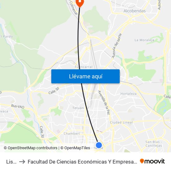 Lista to Facultad De Ciencias Económicas Y Empresariales map