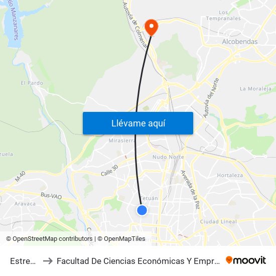Estrecho to Facultad De Ciencias Económicas Y Empresariales map