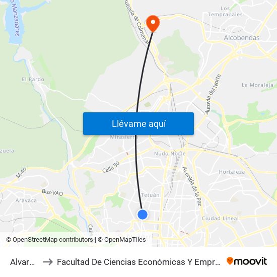 Alvarado to Facultad De Ciencias Económicas Y Empresariales map