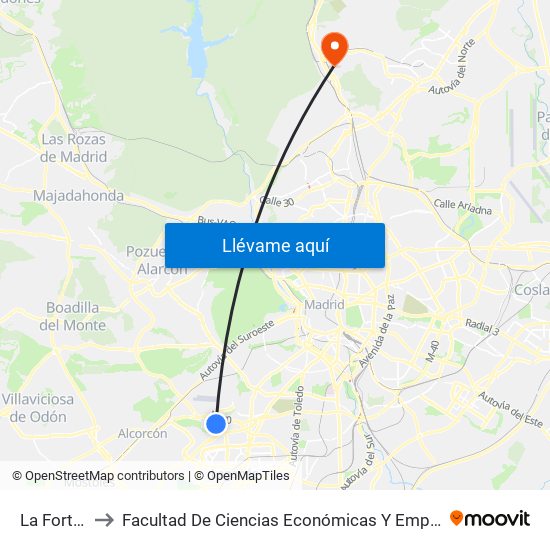 La Fortuna to Facultad De Ciencias Económicas Y Empresariales map