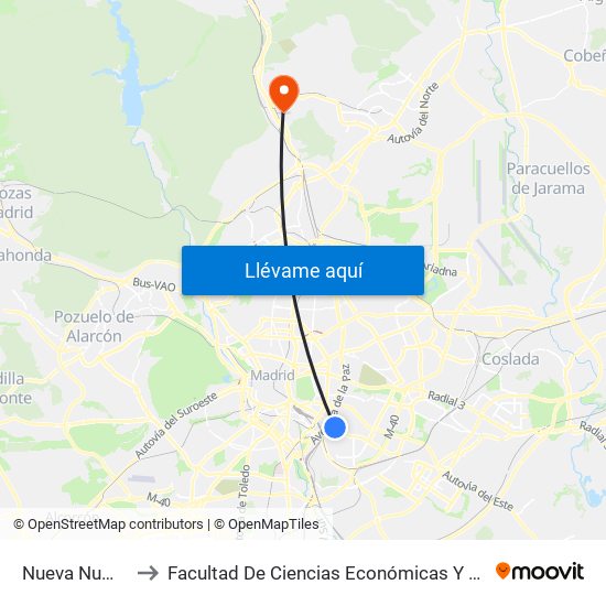 Nueva Numancia to Facultad De Ciencias Económicas Y Empresariales map