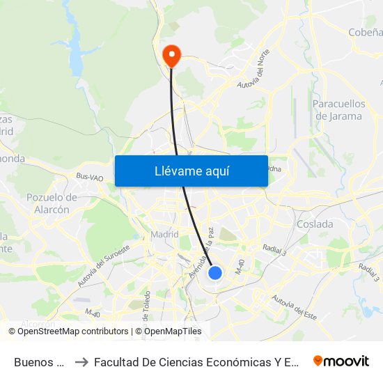 Buenos Aires to Facultad De Ciencias Económicas Y Empresariales map