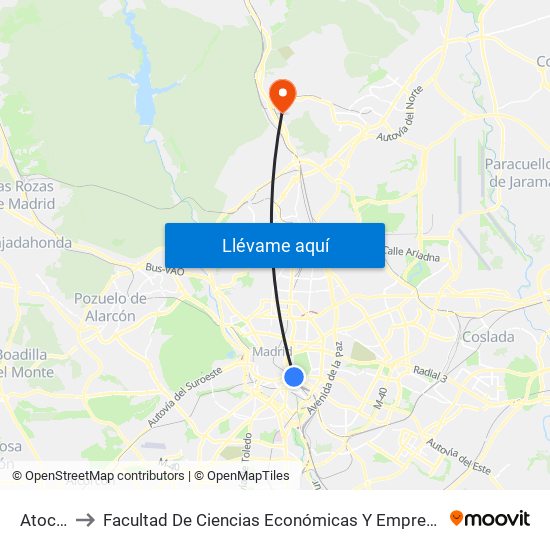 Atocha to Facultad De Ciencias Económicas Y Empresariales map