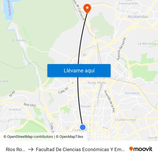 Ríos Rosas to Facultad De Ciencias Económicas Y Empresariales map