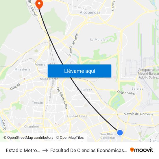 Estadio Metropolitano to Facultad De Ciencias Económicas Y Empresariales map