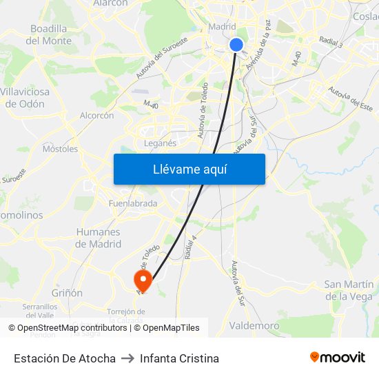 Estación De Atocha to Infanta Cristina map