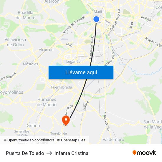 Puerta De Toledo to Infanta Cristina map