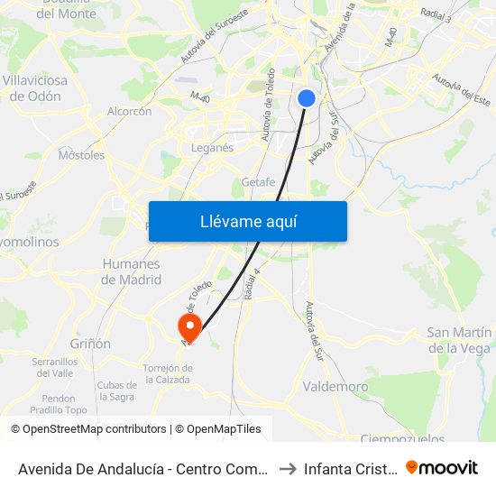 Avenida De Andalucía - Centro Comercial to Infanta Cristina map
