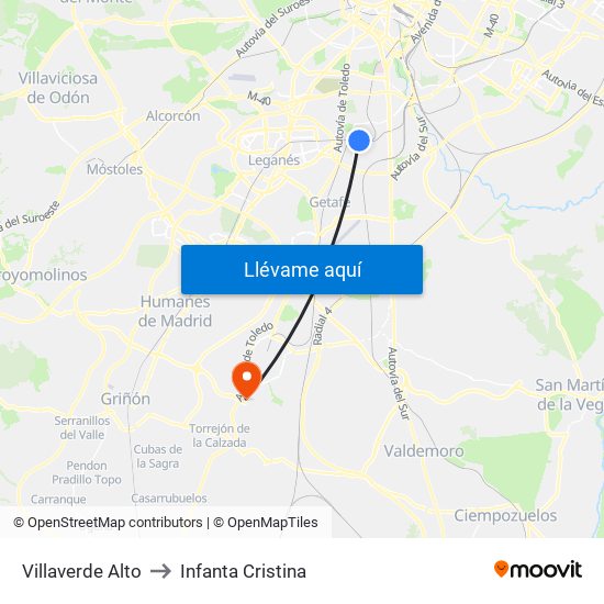 Villaverde Alto to Infanta Cristina map