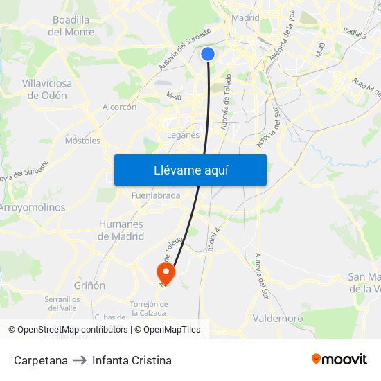 Carpetana to Infanta Cristina map