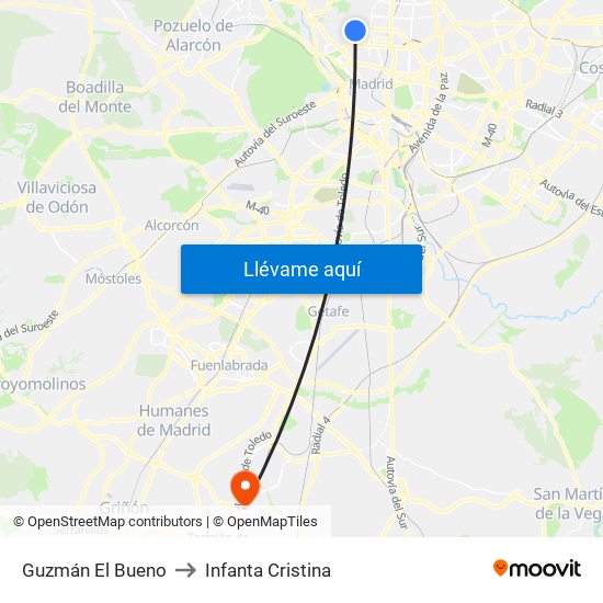 Guzmán El Bueno to Infanta Cristina map