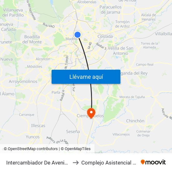 Intercambiador De Avenida De América to Complejo Asistencial Benito Menni map