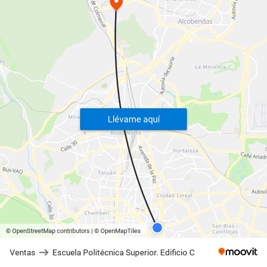 Ventas to Escuela Politécnica Superior. Edificio C map