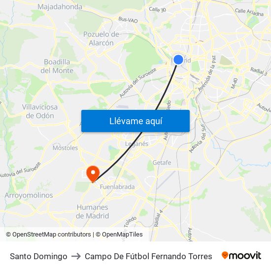 Santo Domingo to Campo De Fútbol Fernando Torres map