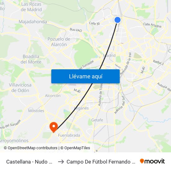 Castellana - Nudo Norte to Campo De Fútbol Fernando Torres map