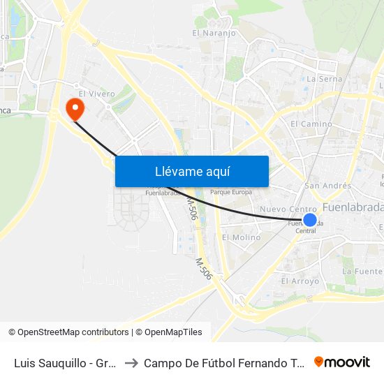 Luis Sauquillo - Grecia to Campo De Fútbol Fernando Torres map
