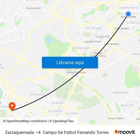 Zarzaquemada to Campo De Fútbol Fernando Torres map