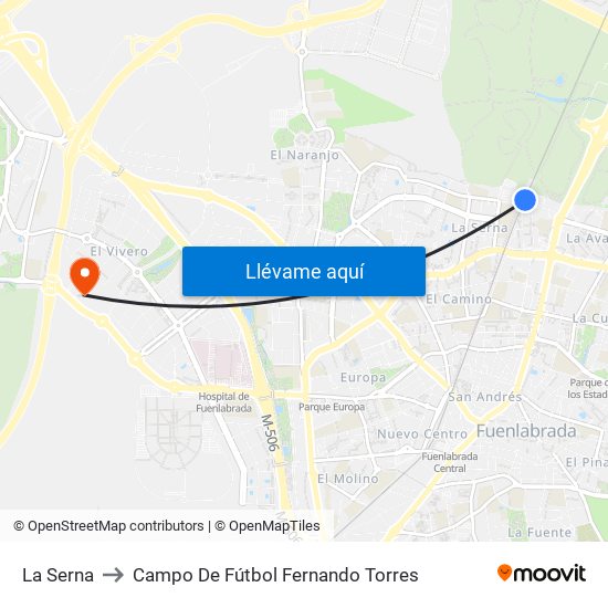La Serna to Campo De Fútbol Fernando Torres map