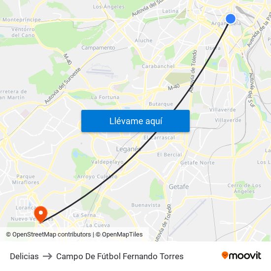 Delicias to Campo De Fútbol Fernando Torres map