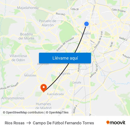 Ríos Rosas to Campo De Fútbol Fernando Torres map