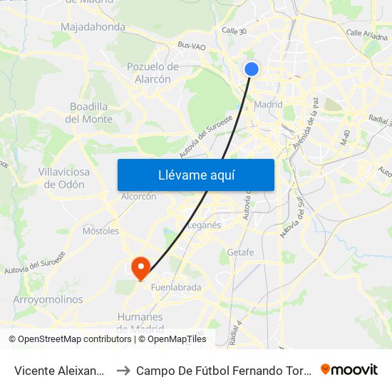 Vicente Aleixandre to Campo De Fútbol Fernando Torres map