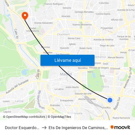 Doctor Esquerdo - Cavanilles to Ets De Ingenieros De Caminos, Canales Y Puertos map