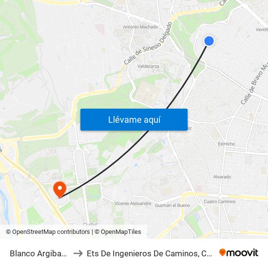 Blanco Argibay - Sorgo to Ets De Ingenieros De Caminos, Canales Y Puertos map