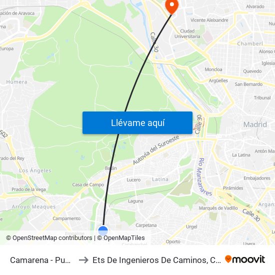Camarena - Puerto Chico to Ets De Ingenieros De Caminos, Canales Y Puertos map