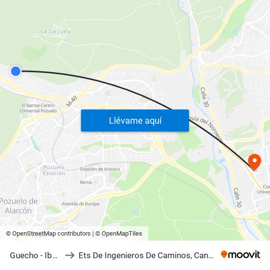 Guecho - Ibaiondo to Ets De Ingenieros De Caminos, Canales Y Puertos map