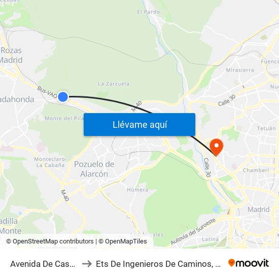 Avenida De Casaquemada to Ets De Ingenieros De Caminos, Canales Y Puertos map