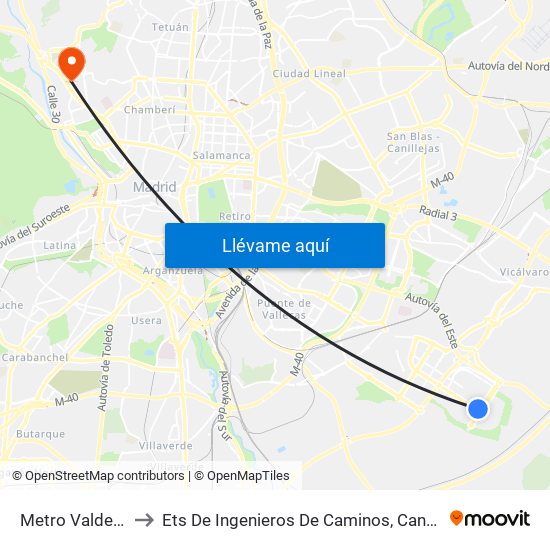 Metro Valdecarros to Ets De Ingenieros De Caminos, Canales Y Puertos map