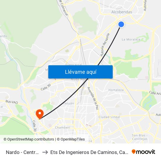 Nardo - Centro Cívico to Ets De Ingenieros De Caminos, Canales Y Puertos map