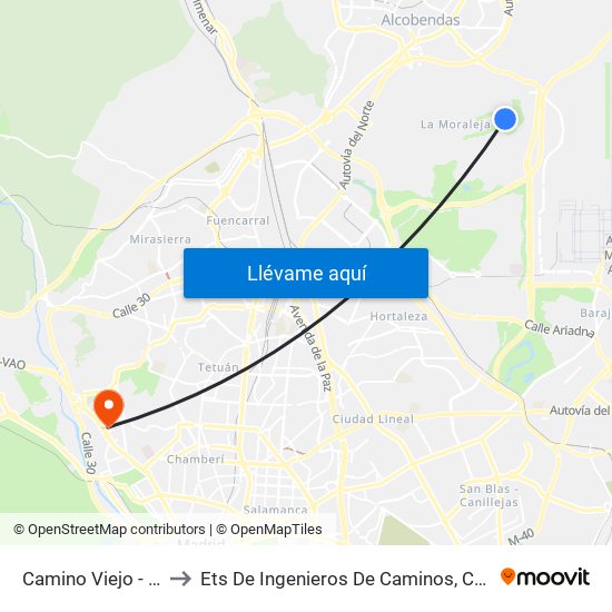 Camino Viejo - Intergolf to Ets De Ingenieros De Caminos, Canales Y Puertos map