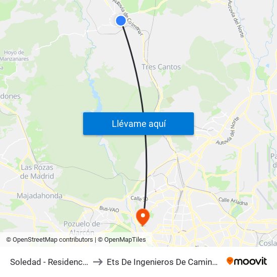 Soledad - Residencia De Ancianos to Ets De Ingenieros De Caminos, Canales Y Puertos map